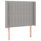Vidaxl Vzglavje z ušesi svetlo sivo 103x16x118/128 cm blago