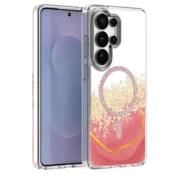 Onasi Marmor Glitter MagSafe za Samsung Galaxy S26 5G - prozorno roza z bleščicami