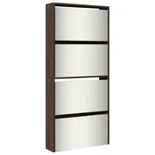 Vidaxl Omarica za čevlje z ogledalom 4-nadstropna hrast 63x17x134 cm