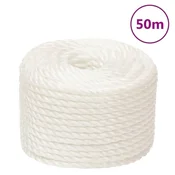 Vidaxl vidaXL Delovna vrv, bela, 14 mm, 50 m, polipropilen