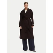 Plašč Calvin Klein Classic Df Wool Wrap Coat Dark Brown L