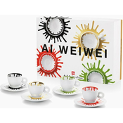 Illy Ai Weiwei porcelanaste skodelice za espresso s krožnički 4 x 60 ml