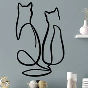 Opviq Zidna dekoracija Couple Cat Love, 72x0.15x48 cm, 1.5 mm, Crna