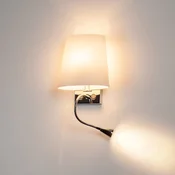 SLV Coupa stenska svetilka z LED svetilko za branje - spalnica - Sodobni - krom, bela - Kovina