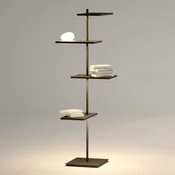 Vibia Suite večnamenska LED-stojna svetilka 133 cm - Dnevna soba/jedilnica - Dizajn - mat čokolada, opal - Plastika