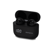 AIWA slušalke TWS, LED ekran, EBTW-100BK, črne