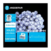 Aigostar - LED spoljna girlanda 50xLED/3xAA/8 funkcija 5,3 m IP44 hladno bela