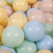 shumee KiddyMoon plastične kroglice 7 cm pastelno bež-pastelno modro-pastelno rumeno-mint komplet 300 igrač žogic