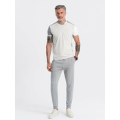 OMBRE Moške trenirke jogger sive barve MDN125473 XL
