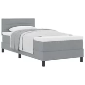 vidaXL Postelja z vzmetnico z vzglavjem Svetlo siva 90 x 200 cm blago
