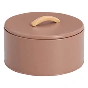 ZELLER doza Pantone 21,5xh14cm, okrogla, moka krem, kovina, les
