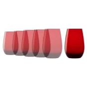 Set of 6 water glasses, made of glass, 465ml, Elements, Red - Stolzl