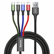 BASEUS Rapid kabel USB/2x Lightning/USB-C/Micro USB 3.5A 1.2m, črna