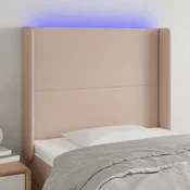 Vidaxl vidaXL LED vzglavje postelje, kapučino, 103x16x118/128 cm, umetno usnje