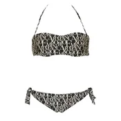 Emporio Armani za ženske. EW000798_AF12190 Logomania črn potiskan bandeau zgornji del bikinija z oblazinjenjem (M), Črna, Obla