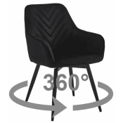 Ljubki dom Vrtljiv jedilni stol NANA360 VELVET, črn