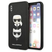 Karl Lagerfeld Saffiano Karl&Choupette Head etui za iPhone XS Max - črna