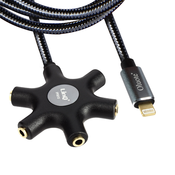 LINQ Avdio kabel Lightning na 5x ženski prikljucek, adapter LinQ 5 v 1 za iPhone 1,5 metra - ČRN, (20649873)