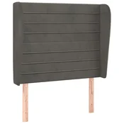 Vidaxl Vzglavje z ušesi temno sivo 93x23x118/128 cm žamet
