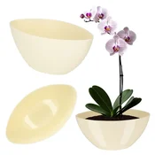 KADAX Ovalen cvetlični lonec s pokrovom, 21 cm, plastičen, barva ecru