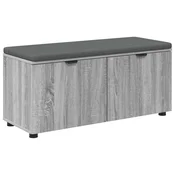 Vidaxl Haldna klop z blazino s polico Siva Sonoma 100 x 38 x 46 cm