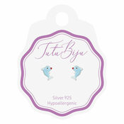Tutu Biju Modni uhančki Dolphin 8.0 mm - Silver light blue - TDO80S018