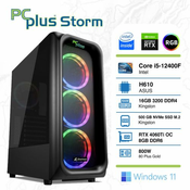 PCPLUS Storm i5-12400F 16GB 1TB NVMe SSD GeForce RTX 4060 Ti OC DDR6 8GB RGB Windows 11 Home gaming namizni računalnik