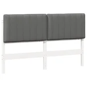 Vidaxl Tapecirano vzglavje z vzglavjem Bela in svetlo siva 150 cm