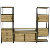 Casa Padrino luxury TV cabinet natural/black 300 x 45 x H. 212.5 cm - 3 piece living room cabinet - Living room furniture - Luxury furniture