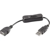 Renkforce Renkforce USB 2.0 podaljševalni kabel [1x USB 2.0 vtič A-1x USB 2.0 vtičnica A] 0.25 m črne barve vklj. stikalo za vklop/izklo