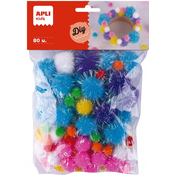 Svjetlucave pompone u boji Apli Kids - 80 komada
