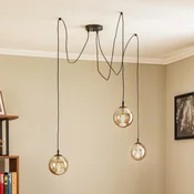 EMIBIG LIGHTING Visoka svetilka Glassy 3-krilna, decentralizirana, steklo grafit - Dnevna soba/jedilnica - Sodobni - črna, grafitna