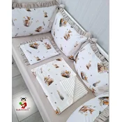 Bubamara037 Set za krevetac sa ogradicom od jastuka sa karnerom Bambi, bez lastiša, Krem-Beli