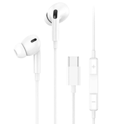 USAMS - Stereo slušalke EP-41 (US-SJ452) - In-ear, Type-C z mikrofonom, 1,2 m - Bele
