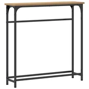 Vidaxl Konzolna miza Umetni hrast 75 x 19,5 x 75 cm Konstruiran les