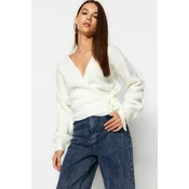 Trendyol Soft Textured Ecru V-Neck Knitwear Cardigan
