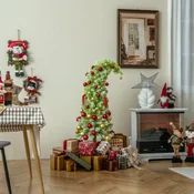 Costway Umetno božično drevo 180 cm predhodno osvetljeno 290 vejic 120 toplo belih LED 8 načinov vitka ukrivljena oblika svinčnika