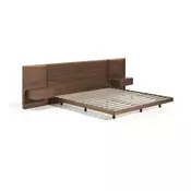 Rjava zakonska postelja iz masivne breze z letvenim dnom 180x200 cm Norlen – Kave Home