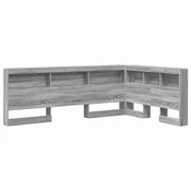 Vidaxl Skladiščni naslon s polico Siva Sonoma 120 cm Konstruiran les