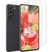 shumee 2x KALJENO STEKLO ZA SAMSUNG GALAXY S21 FE 5G + 2x ZAŠČITA ZA KAMERO SM-G990B