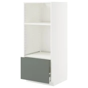 METOD / MAXIMERA Vis.orm.pecn./mikrotalasnu s fiokom, bela/Nickebo mat sivozelena, 60x60x140 cm