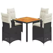 vidaXL vidaXL Vrtna bistro garnitura 5-delna z blazinami črn poli ratan, (21324035)