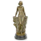 Casa Padrino luxury bronze figure egyptian dancer 15.5 x 13.5 x H. 38 cm - Bronze sculpture with marble base - Decorative figure - Desk decoration - Living room decoration - Decorative accessories