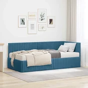 Kutni krevetni okvir s madracem s uzglavljem 2 pcs Plava Baršun