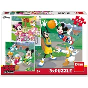 Dino Mickey in Minnie športniki: sestavljanka 3x55 kosov