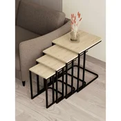 Hanah Home Tekerli set stolica (umetnuti), crna/travertin (4 kom)