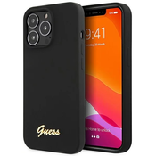 Guess GUHCP13XLSLMGBK iPhone 13 Pro Max 6.7 black hardcase Silicone Script Gold Logo (GUHCP13XLSLMGBK)