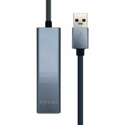 NEW USB Hub Aisens Conversor USB 3.0 a ethernet gigabit 10/100/1000 Mbps + Hub 3 x USB 3.0, Gris, 15 cm