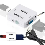 Pretvornik iz HDMI v VGA + priključek za sliko in zvok, adapter za video, adapter