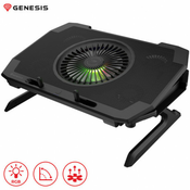 GENESIS OXID 850 RGB, hladilno stojalo/podstavek za prenosnike do 17.3, 6 naklonov, RGB LED osvetlitev, 5 ventilatorjev, črno